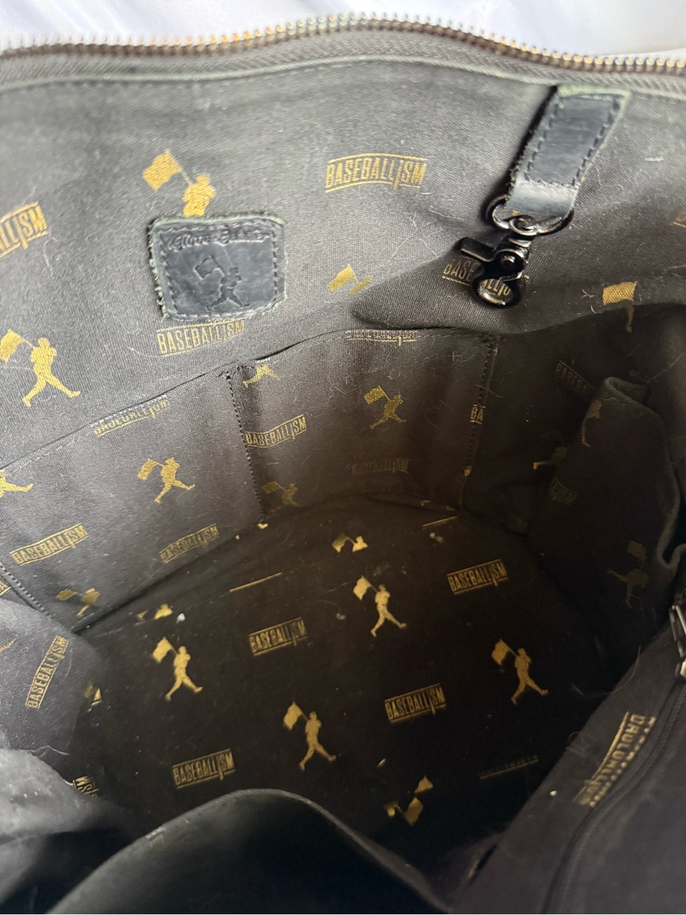 Baseballism Sleek Black Leather Tote with Dual Top Handles - Picture 14 of 16